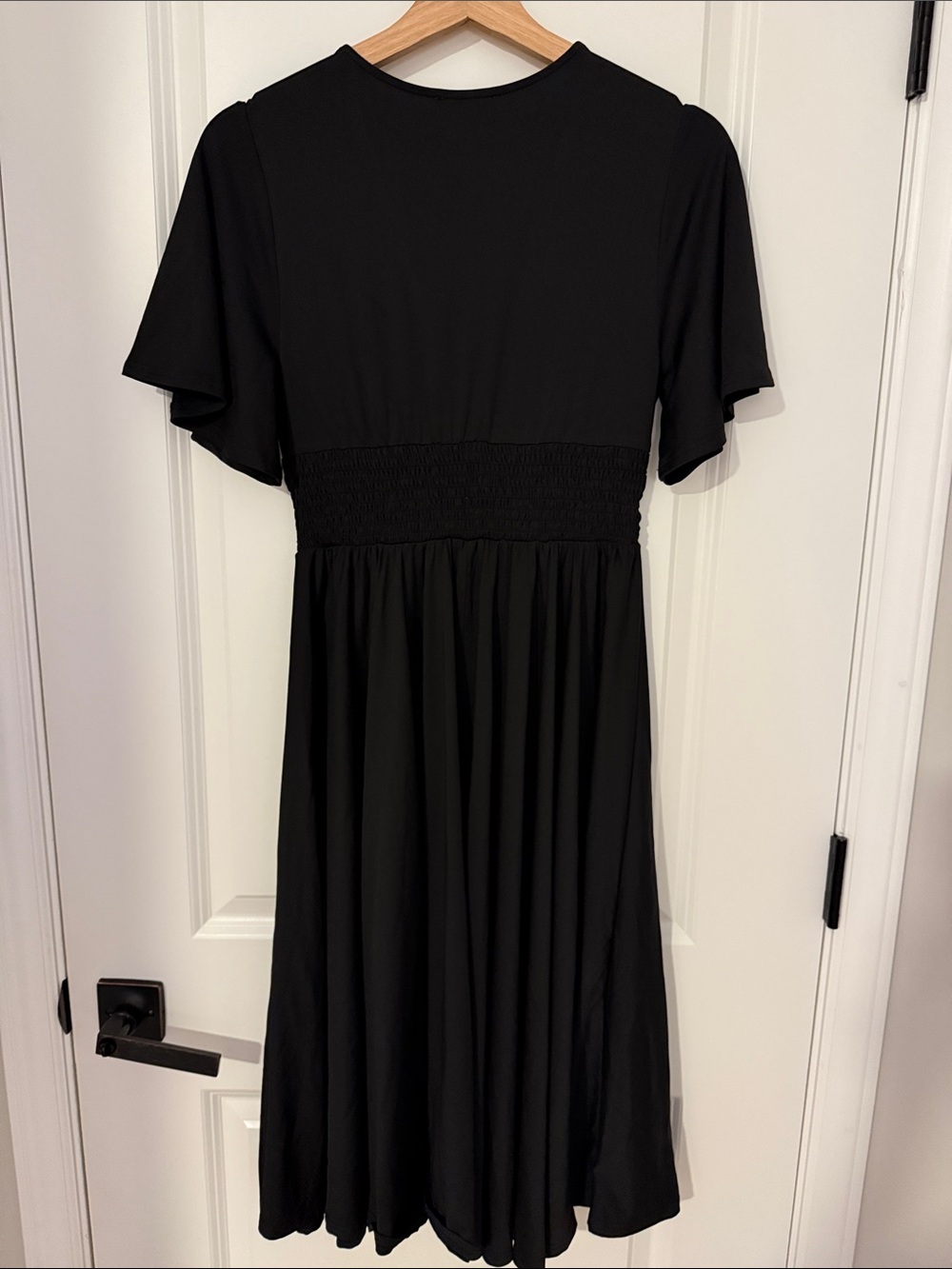 NWT Baltic Born Black V-Neck Midi Dress with Flutter Sleeves - Picture 4 of 4